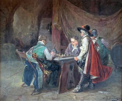 null Luigi G. BALDERO (XIX-XXe siècles)
Les joueurs d'échecs.
Huile sur toile signée...