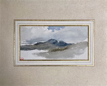 null Paul HUET (1803-1869)
Esquisse bretonne, bords de mer.
Aquarelle. Cachet de...