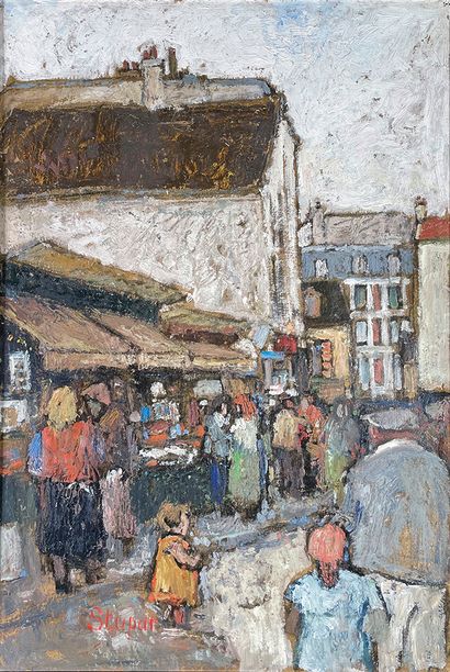 null Marko STUPAR (1936-2021)
"Rue chevalier de la Barre", Montmartre, 1989.
Oil...