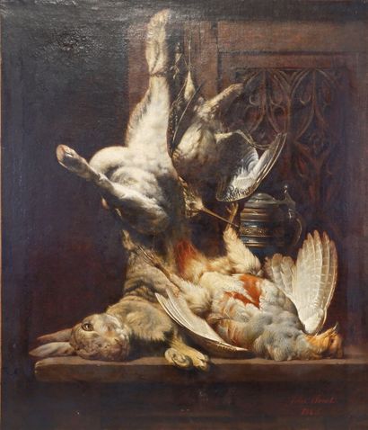 null Félix CLOUET (1806-1882)
Nature morte au lièvre, 1865.
Huile sur toile signée...
