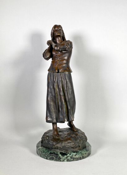 null Raoul LARCHE (1860 - 1912)
Jeanne d'Arc en prière.
Epreuve en bronze à patine...