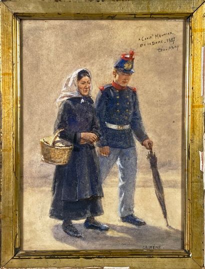 null Léon ABRY (1857-1905)
"La mère".
Pastel sur papier signé et dédicacé " A Const....