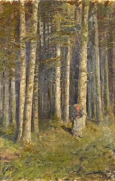 null Camille MARTIN (1861-1898)
Paysanne sortant des bois, 1887.
Huile sur toile...