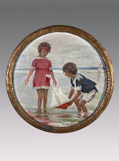  Paul Michel DUPUY (1869-1949)
Enfants jouant dans la mer. 
Huile sur toile à vue... Gazette Drouot