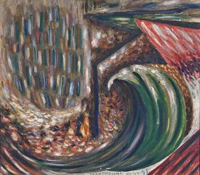  Serge CHARCHOUNE (1888-1975)
La vague, 1948-1949.
Huile sur toile signée en bas... Gazette Drouot
