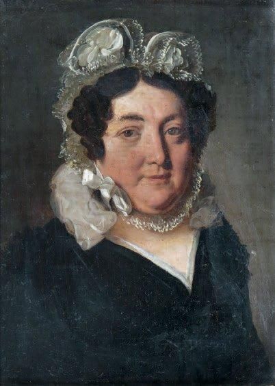 BOILLY (entourage de) Portrait de Madame R. Huile sur toile. 22 x 17 cm