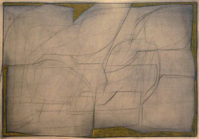 Klaus Rinke (1939) Composition abstraite, 1963. Fusain sur carton collé sur aggloméré....
