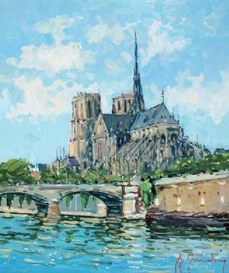 Guy LEGENDRE (né en 1946) Notre Dame, Paris. Huile sur toile signée en bas à droite....