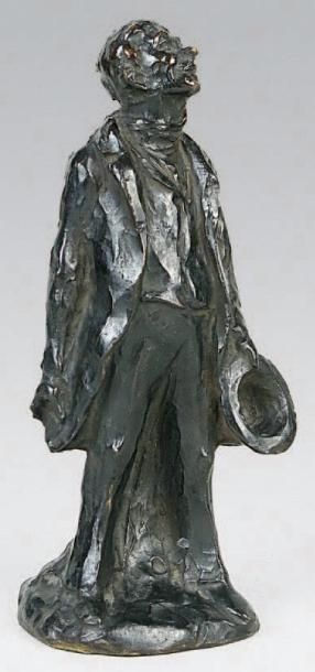 Honoré DAUMIER (1808 - 1879) L'amoureux. Rare épreuve en bronze à patine brun foncé...