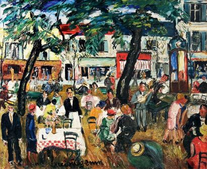 Lucien GENIN (1894-1953) La place du Tertre. Huile sur toile signé en bas vers la...