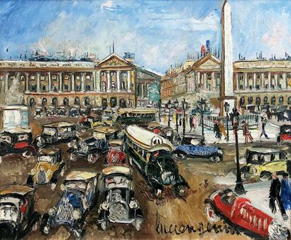 Lucien GENIN (1894-1953) Place de la Concorde. Huile sur toile signée en bas vers...