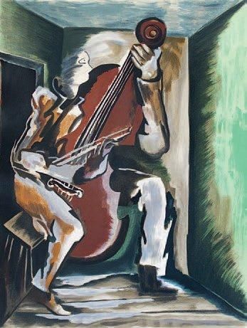 Ossip ZADKINE (1890 - 1967) Le violoncelliste. Lithographie numérotée 56/300. Porte...