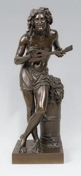 Francisque Joseph DURET (1804 - 1864) L'improvisateur. Epreuve en bronze à patine...