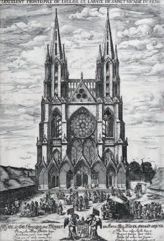 Ecole du XVIIIe Le Cathédrale de Reims et de Notre-Dame. Deux gravures.