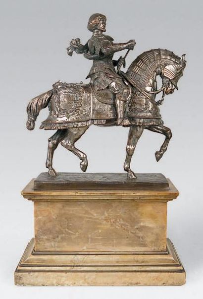 Antoine Louis BARYE (1795 - 1875) Gaston de Foix. Exceptionnelle épreuve en bronze...