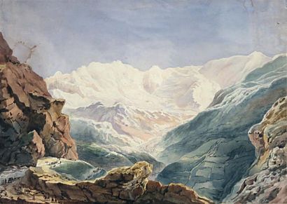 Gaspard GOBAUT (1814-1882) (ou son entourage) Convoi militaire dans la montagne....