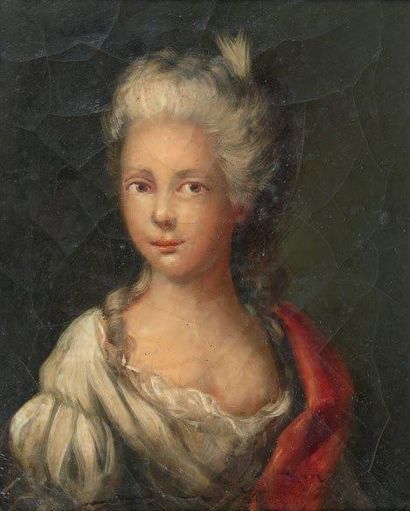 ECOLE DU XVIIIe SIÈCLE Portrait de femme. Huile sur toile. 27 x 22 cm
