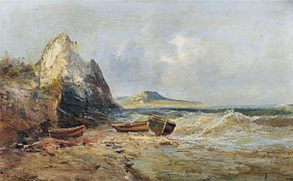 Emile GODCHAUX (1860-1938) Marine. Huile sur toile signée en bas à gauche. 73,5 x...