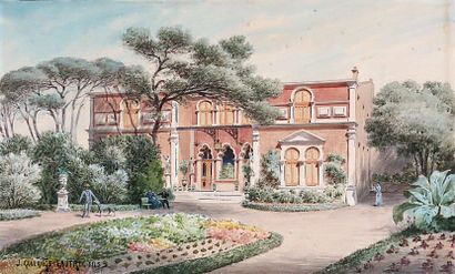 Jules COULANGE - LAUTREC FILS (1861 - 1950) La villa mauresque 1890. Gouache signée...