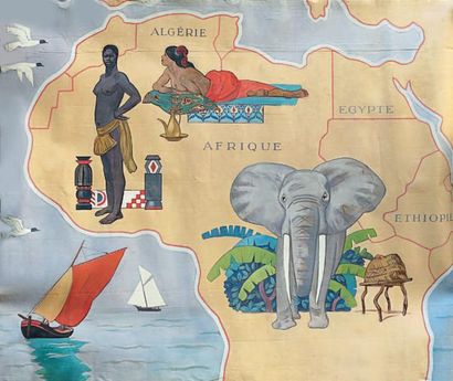 Emile Marie BEAUME (1888 - 1967) L'Afrique. 198 x 235 cm. Bel ensemble de toiles...