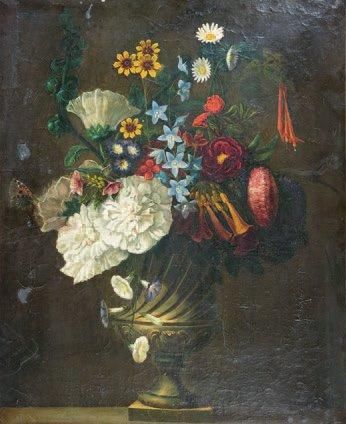 École Française du XIXe siècle Nature morte au bouquet de fleurs. Huile sur toile....