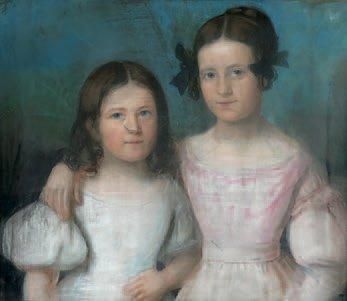 École du début du XIXe siècle Deux fillettes. Pastel (Accident). 60 x 50 cm