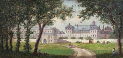 Emile DAUMONT (1834 - 1921) Les loges de Saint Germain-en-laye. Huile sur panneau,...