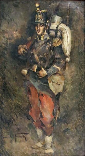 Bernard NAUDIN (1876 - 1946) Le soldat. Huile sur toile signée en bas a gauche. 81...