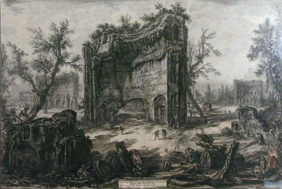 Francesco PIRANESI (d'après) (1758 - 1810) Vue des ruines des bains de Titos. Gravure...