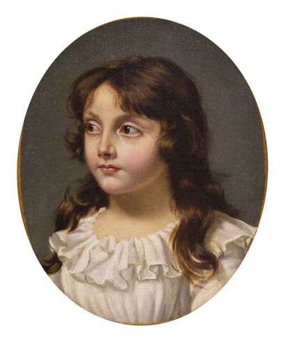ECOLE FRANCAISE Portrait présumé de la fille d'Armand Gensonné. Huile sur toile à...