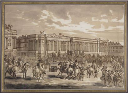 Ecole française du XIXe siècle, suiveur de Charles MONNET La mort de Louis XVI. Plume...