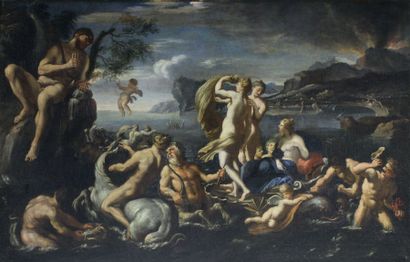 François PERRIER (attrib. à) (1599-1650) Le triomphe de Galatée. Huile sur toile...