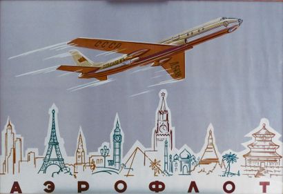AEROFLOT Soviet Airlines. Lithographie. 56 x 82 cm