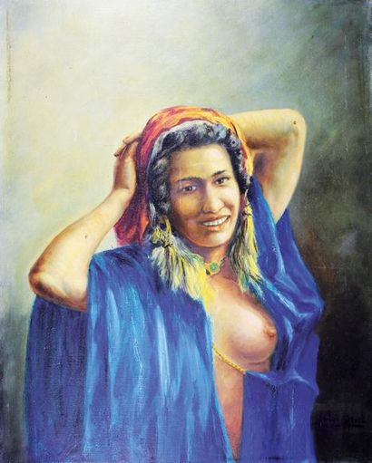Louis MAISONNEUVE (? - 1926) Femme orientale. Huile sur toile signée en bas à droite....