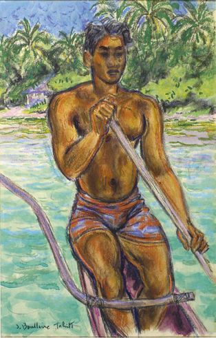 Jacques BOULLAIRE (1893 - 1976) Pêcheur. Pastel signé et situé en bas à gauche. Vue:...