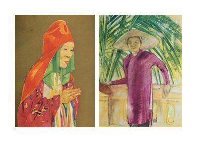 Marie-Antoinette BOULLARD-DEVE (XXe siècle) Portraits de Vietnamiens. Ensemble de...