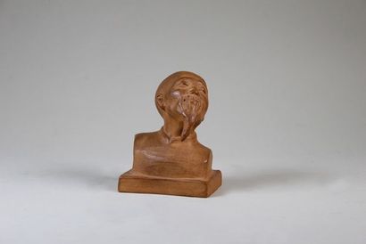Gaston HAUCHECORNE (1880 - 1945) Sage Chinois. Sculpture d'édition en terre cuite...