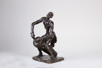 Gaston BROQUET (1880-1947) Musicien africain. Epreuve en bronze à patine brune. Fonte...