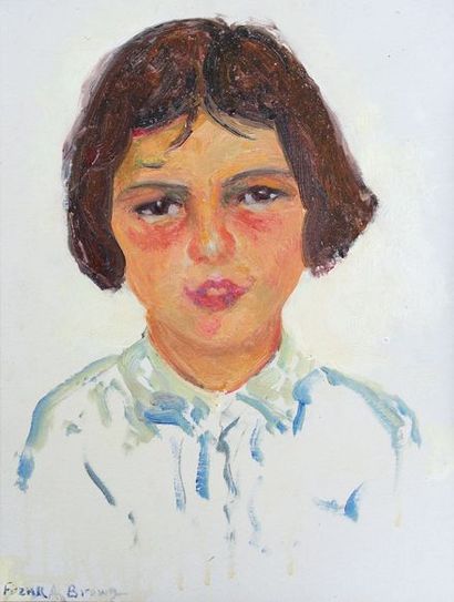 Franck A BROWN (1876-1962) Portrait de jeune fille. Huile sur papier marouflé signé...