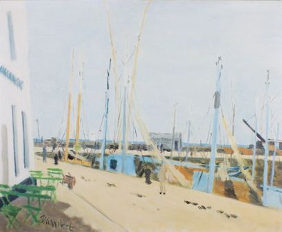 Paul NASSIVET (1904 - 1977) Le Port de Joinville Huile sur toile signée en bas vers...
