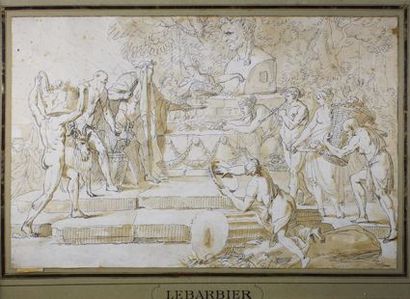 Jean-Jacques François LEBARBIER (1738-1826) (attribué à) 
Offrande à Pan
Encre et...