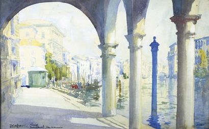 Léon HAFFNER (1881 - 1972) 
Le Grand Canal à Venise.
Aquarelle signée en bas à gauche.
31...