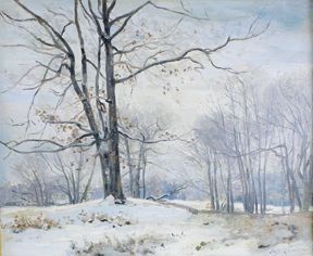 Eugène Antoine S. LAVIEILLE (1820 - 1889) 
Paysage de neige.
Huile sur toile signée...