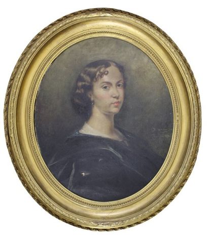 B. MASSONIER (XIXe siècle) 
Portrait de femme, 1859.
Huile sur toile à vue ovale...