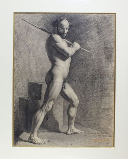 Frédéric Auguste 
Etude d'homme nu, 1865.
Fusain.
65 x 45 cm.