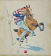Charles Fernand DE CONDAMY (c.1855 - 1913) 
Joueur de Polo.
Pochoir signé en bas...