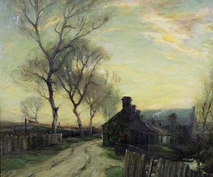 BINDALE (école du XIXe siècle) 
Deux paysages au coucher du soleil.
Deux huiles sur...