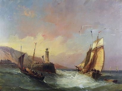 Alfred GODCHAUX (1835 - 1895) 
Tempête en bord de côte.
Huile sur toile signée en...