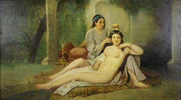 Eugène FROMENTIN (1820 - 1876) (dans le goût de) 
Odalisque à la toilette.
Huile...