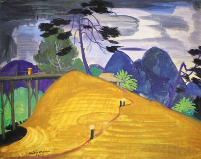 André MAIRE (1898 - 1984) Environ de Dalat et des montagnes de Lang Biang, 1949.
Gouache...